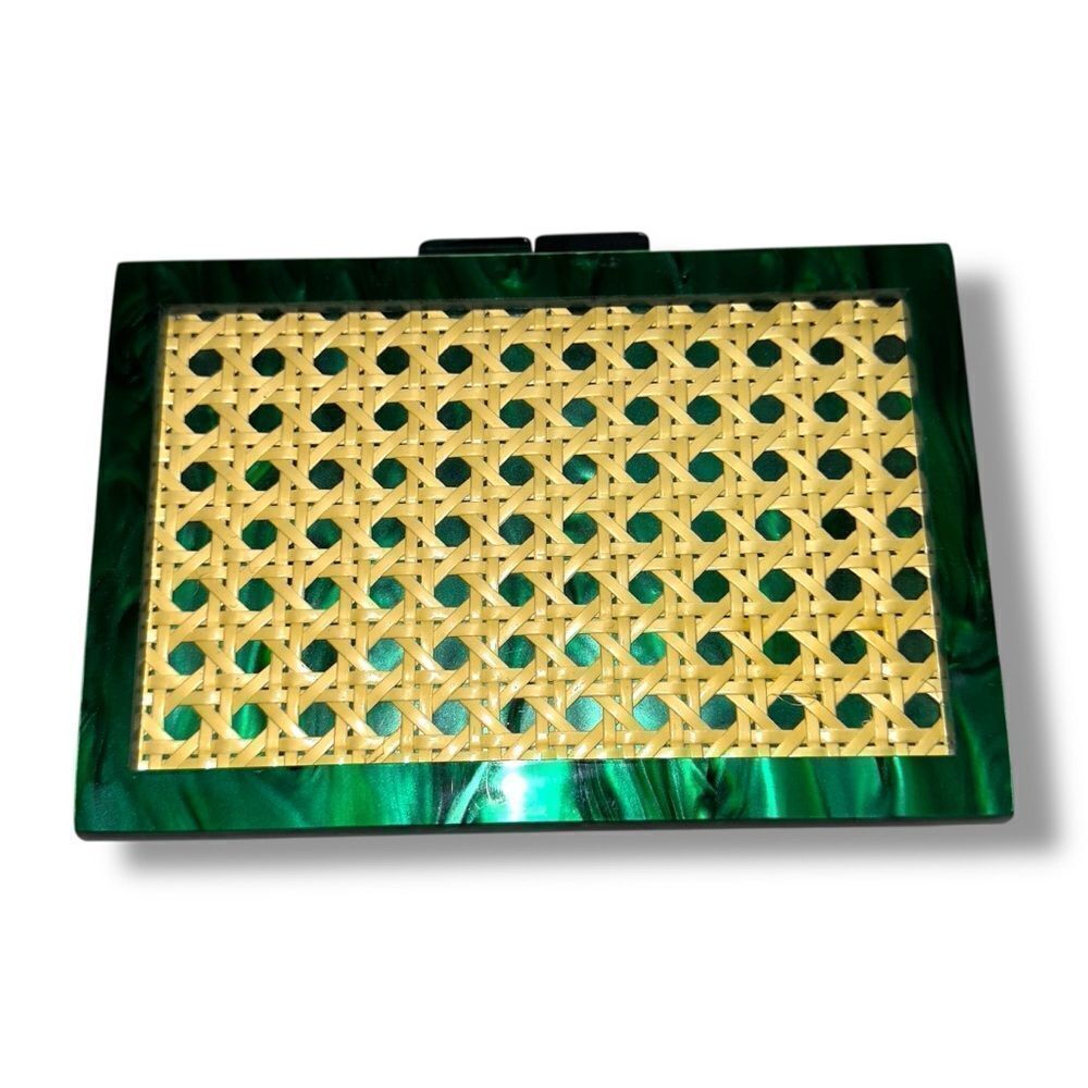 RAE OF LIGHT
Emerald Swirl Cane Acrylic Clutch